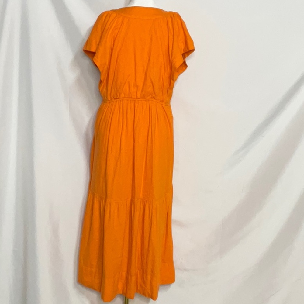 Anthropologie Orange Linen Blend Midi Dress - Picture 6 of 12